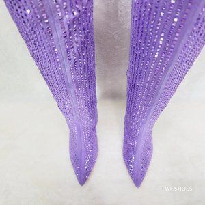 Women's Purple Rhinestone Boots